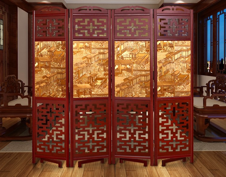家佳樂(lè)文學(xué)實(shí)木古典屏風(fēng)隔斷，中式雙面屏風(fēng)