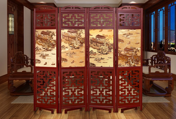 家佳樂(lè)文學(xué)實(shí)木古典屏風(fēng)隔斷，中式雙面屏風(fēng)
