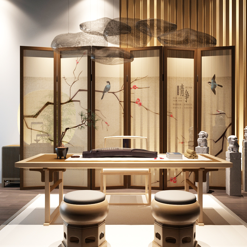 家佳樂文學(xué)實木中式屏風(fēng)隔斷