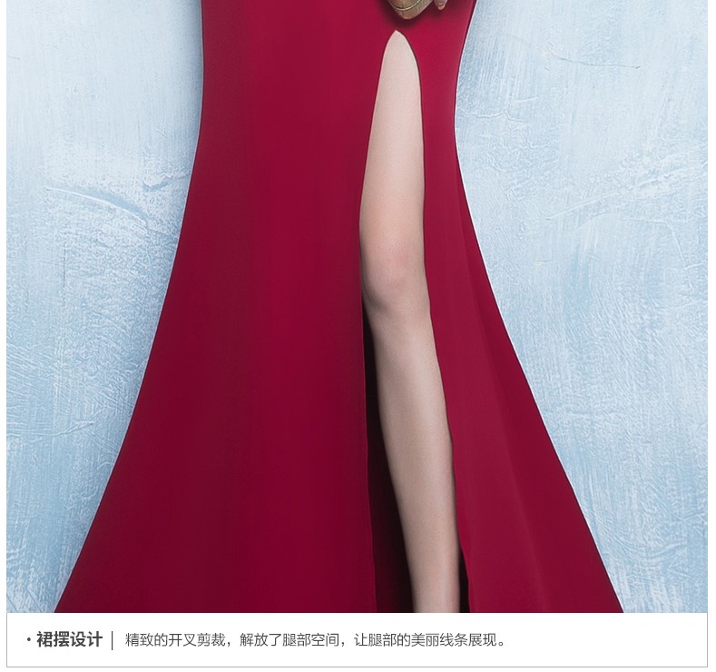 性感氣質中式禮服，唯美魚尾開叉晚禮服