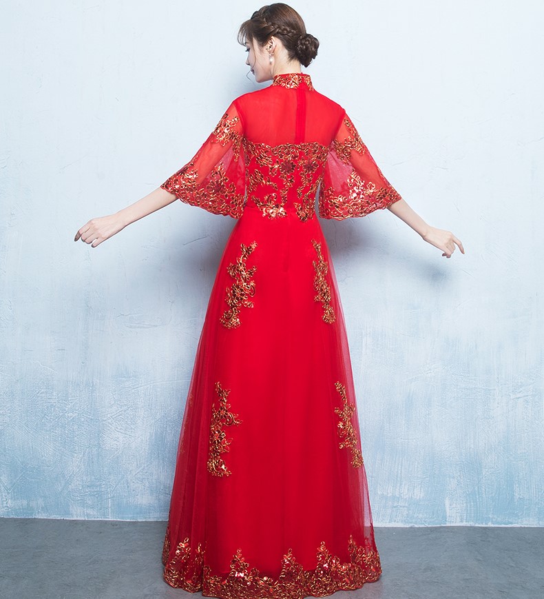 金線刺繡中式禮服，唯美浪漫晚禮服