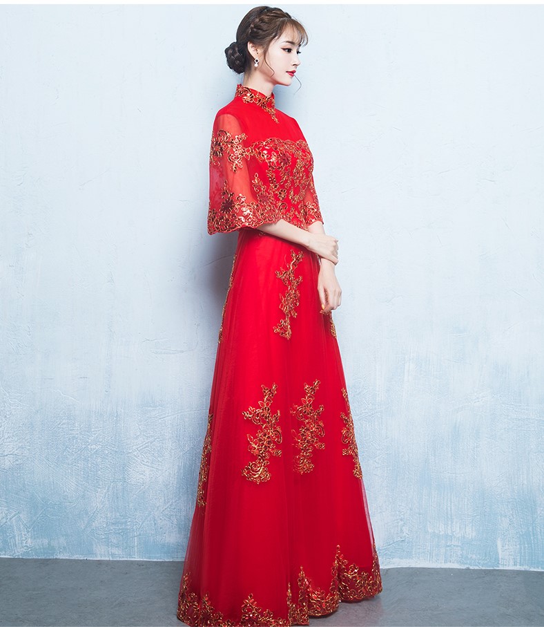 金線刺繡中式禮服，唯美浪漫晚禮服