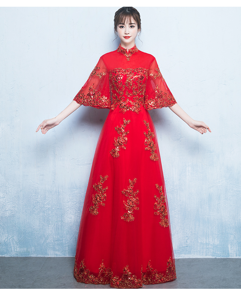 金線刺繡中式禮服，唯美浪漫晚禮服