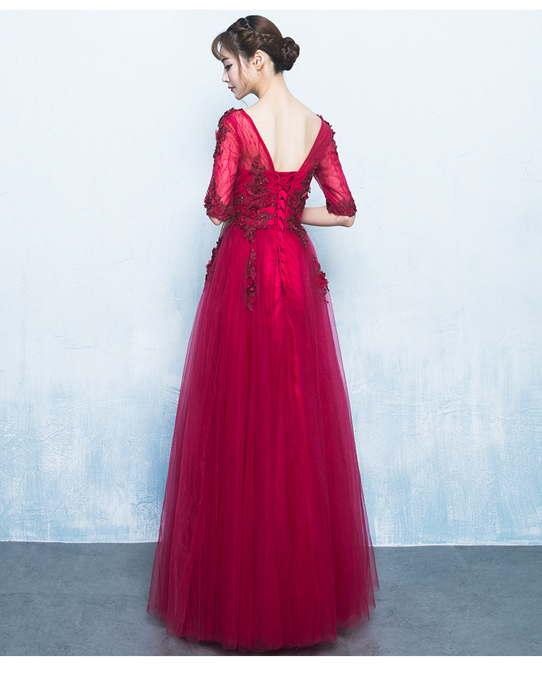 精美V領(lǐng)中式禮服，氣質(zhì)長(zhǎng)裙晚禮服