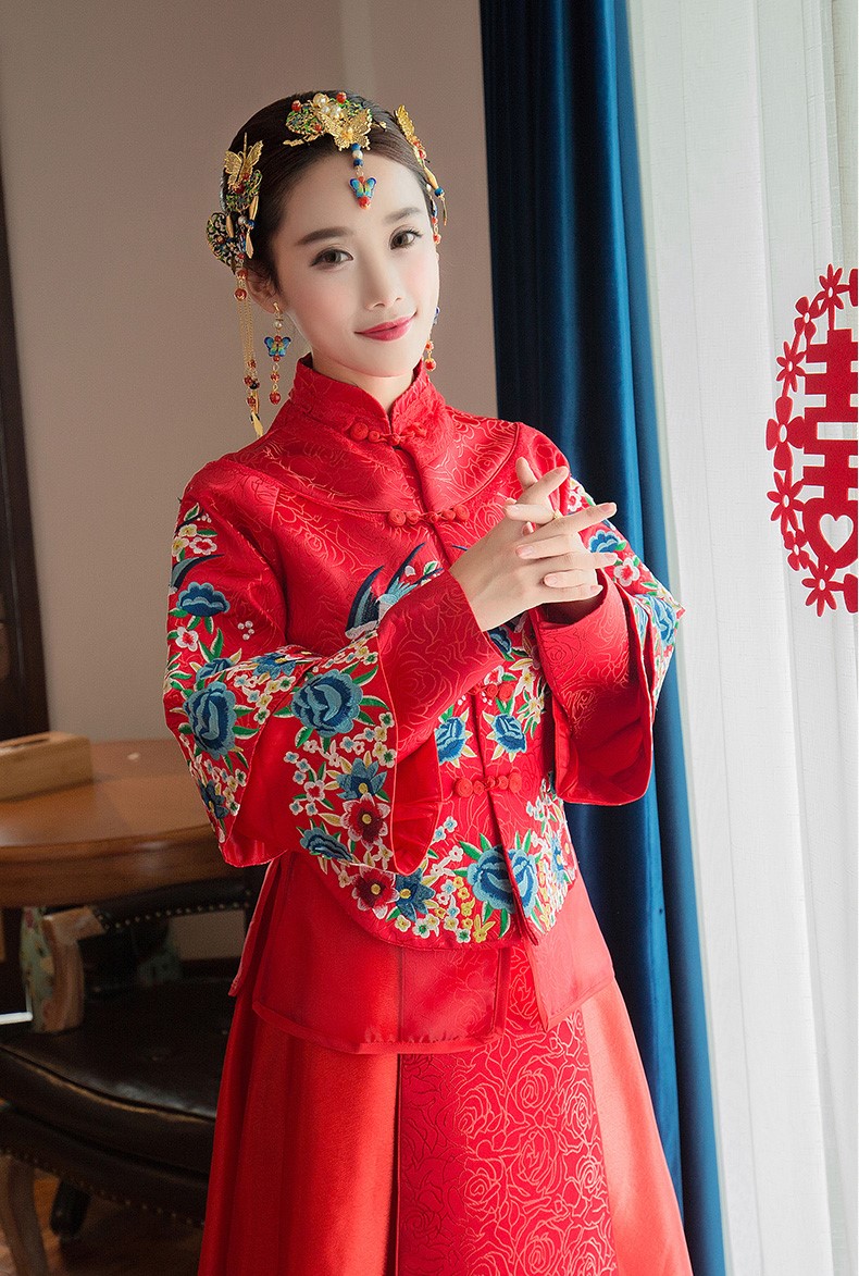 家佳樂(lè)文學(xué)精致刺繡中式禮服新娘禮服