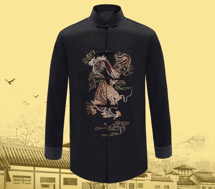 時尚家佳樂文學(xué)喜慶繡龍男士唐裝