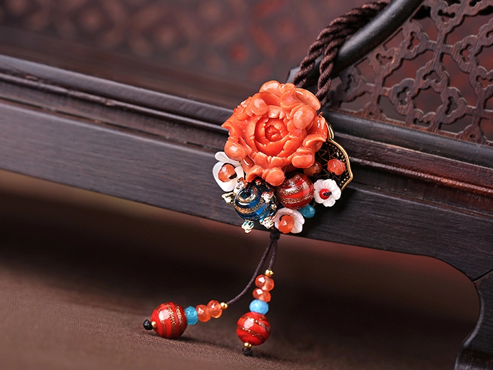 家佳樂(lè)文學(xué)立體花朵吊墜胸花，復(fù)古胸針項(xiàng)鏈飾品