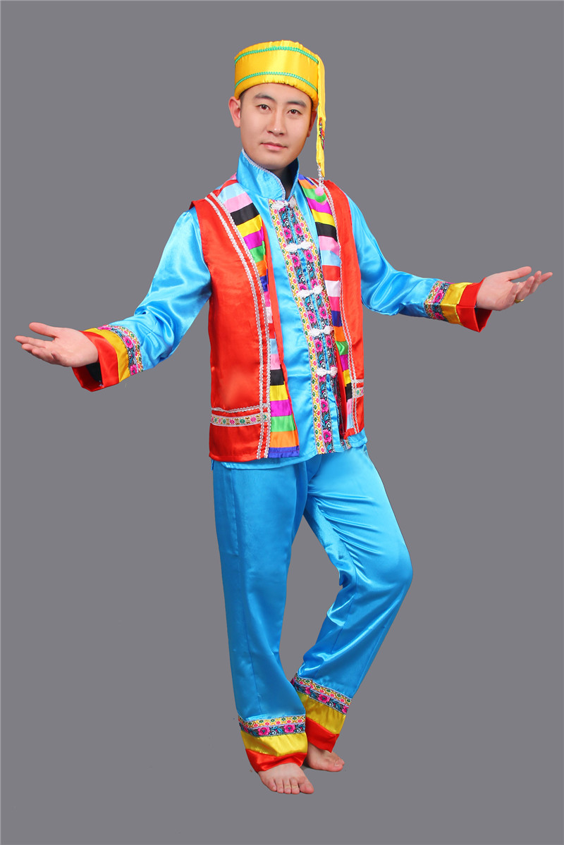 壯族服裝男裝表演服，少數(shù)民族服裝