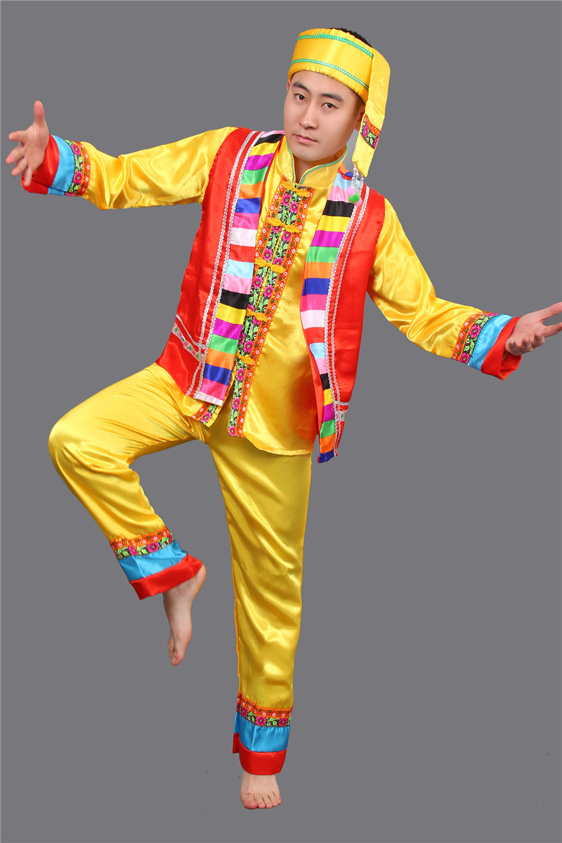 壯族服裝男裝表演服，少數(shù)民族服裝
