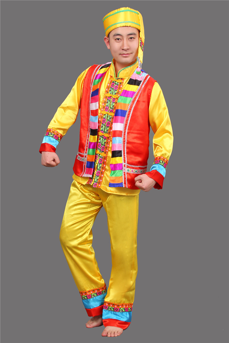 壯族服裝男裝表演服，少數(shù)民族服裝