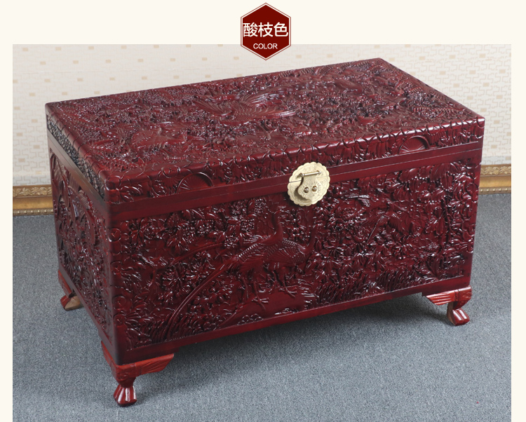 全香樟木箱子，實(shí)木中式仿古雕木箱子