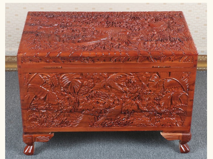 全香樟木箱子，實(shí)木中式仿古雕木箱子