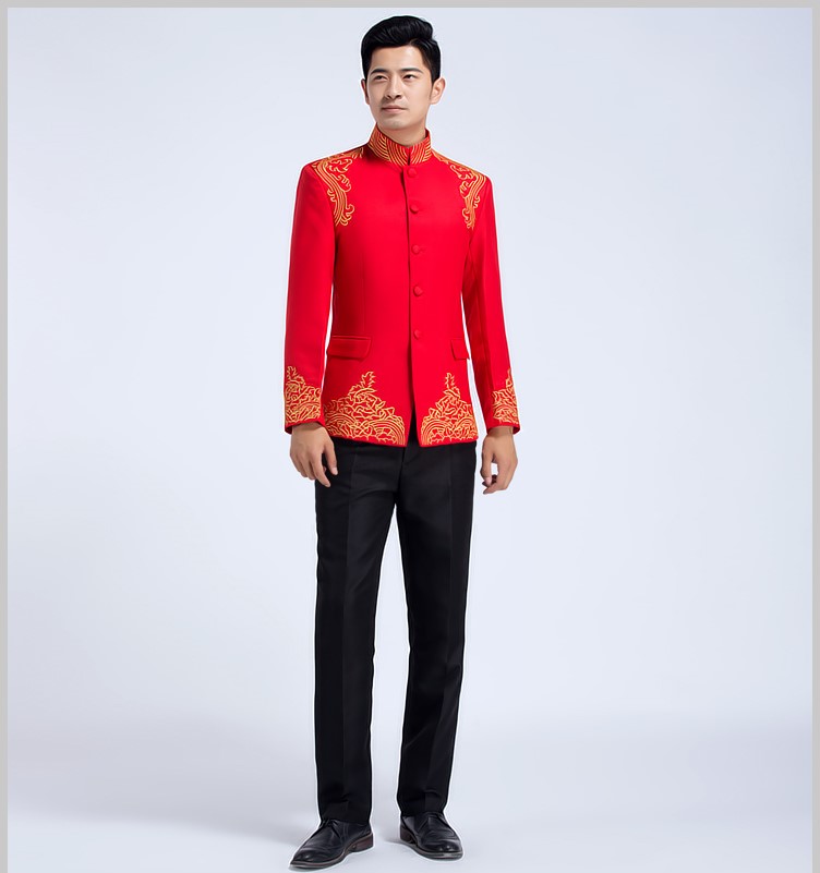 四季中式立領(lǐng)主持禮服，男士改良中山裝
