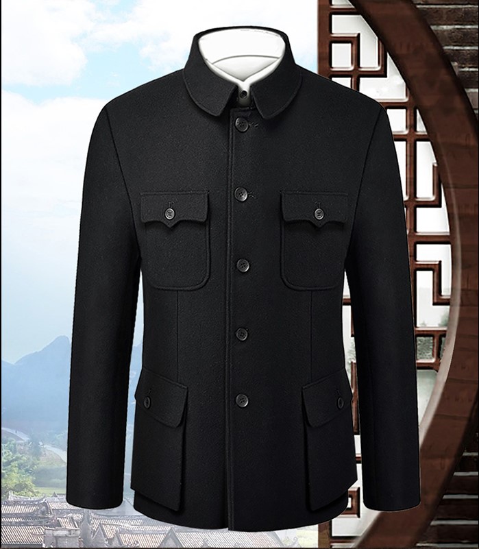 家佳樂文學(xué)羊毛妮子秋冬中老年中山裝