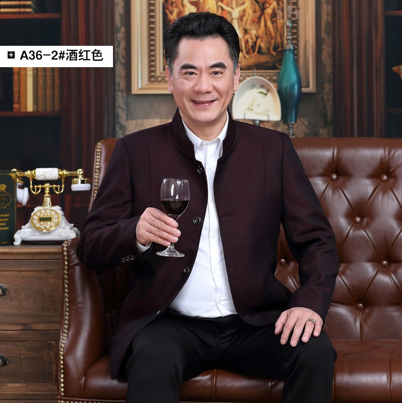 時尚經(jīng)典改良版修身中老年中山裝