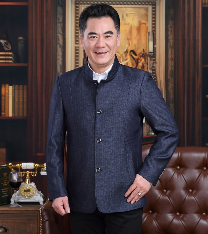 時尚經(jīng)典改良版修身中老年中山裝