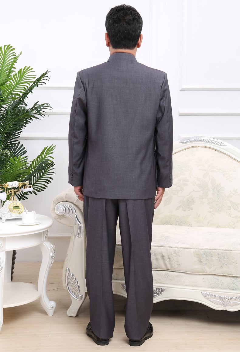 簡(jiǎn)約大氣經(jīng)典灰色款中老年中山裝