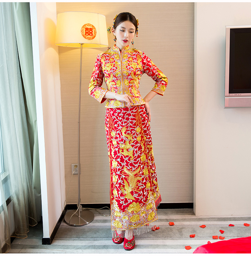 龍鳳褂中式婚禮禮服，時尚家佳樂文學新娘禮服