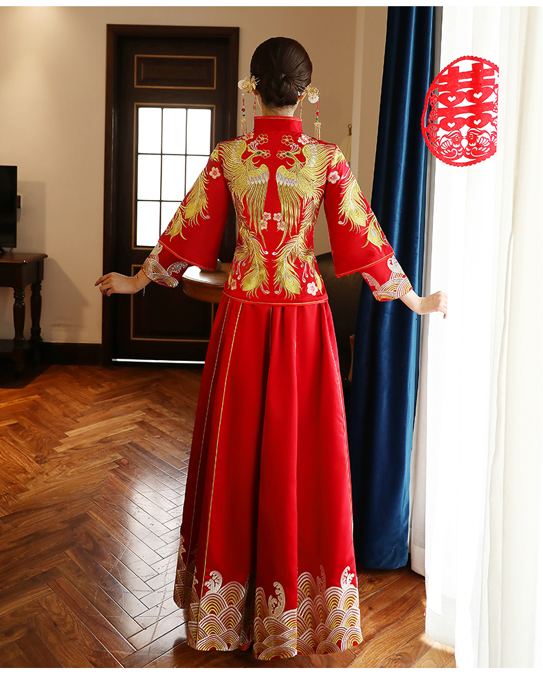 古典獨特刺繡新娘禮服，結(jié)婚中式禮服
