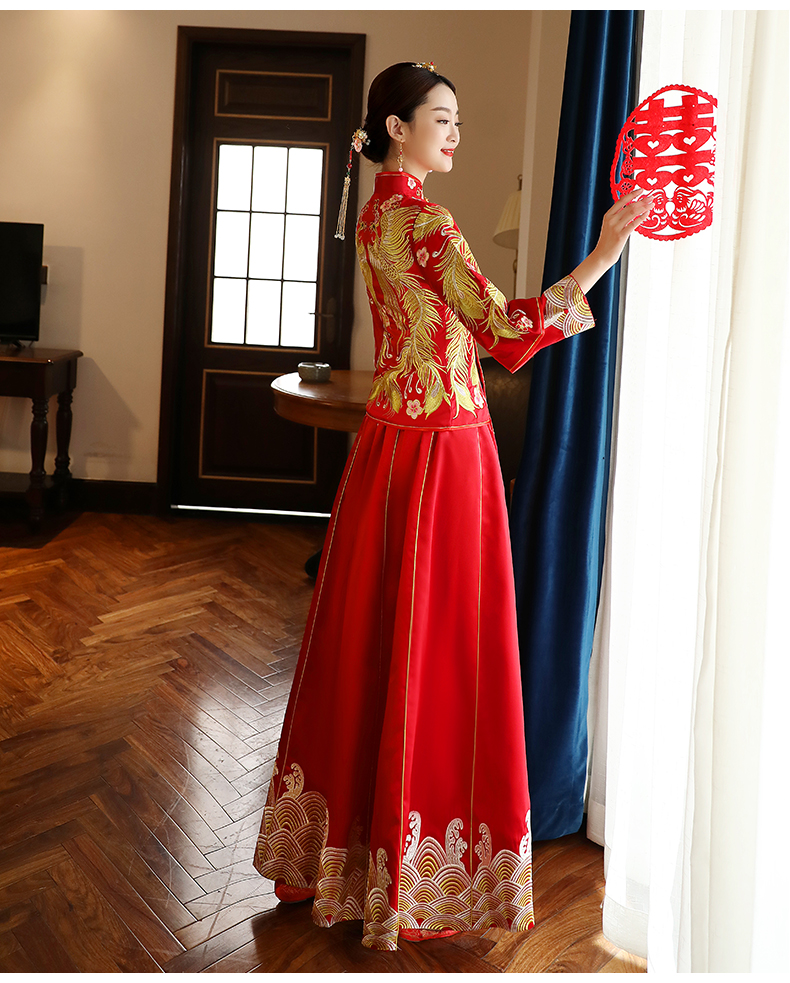 古典獨特刺繡新娘禮服，結(jié)婚中式禮服