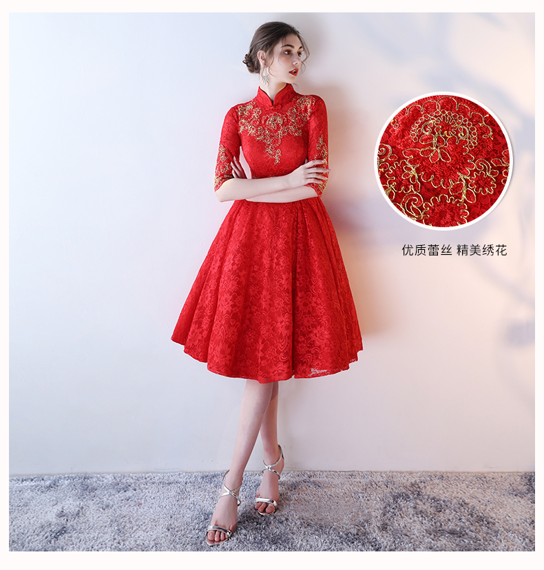 性感優(yōu)雅中式禮服，復(fù)古浪漫蕾絲晚禮服