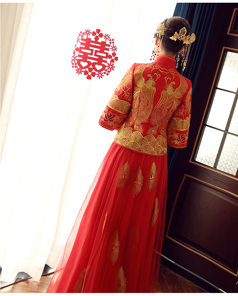 傳統(tǒng)古典中式禮服，復古新娘結婚禮服