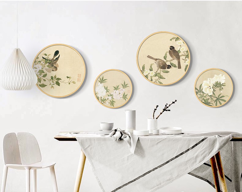 家佳樂(lè)文學(xué)圓形花鳥(niǎo)國(guó)畫(huà)裝飾畫(huà)