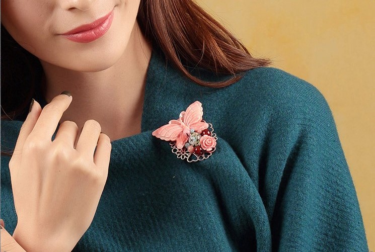 蝶舞家佳樂文學(xué)古典胸針，古風(fēng)毛衣胸花