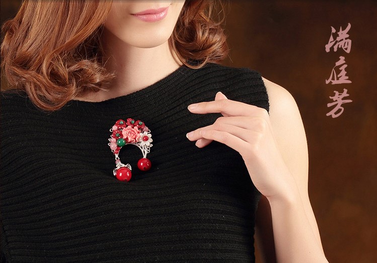 貝殼花朵古典家佳樂文學(xué)胸針，復(fù)古風(fēng)胸花