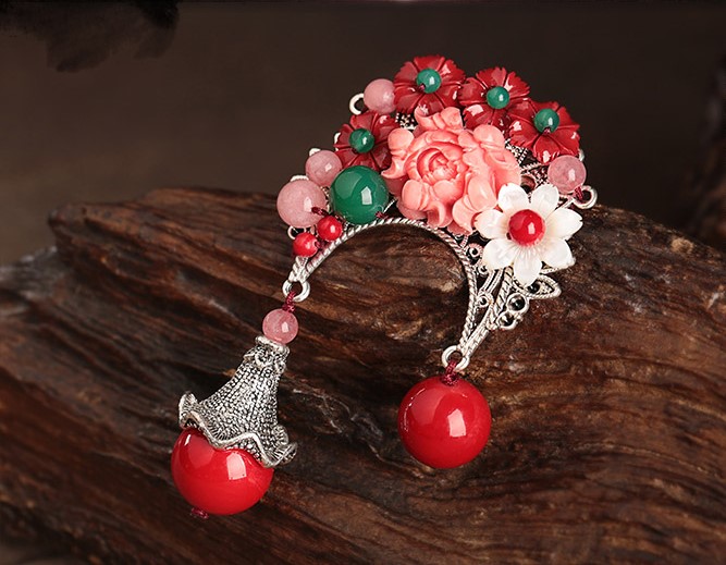 貝殼花朵古典家佳樂文學(xué)胸針，復(fù)古風(fēng)胸花