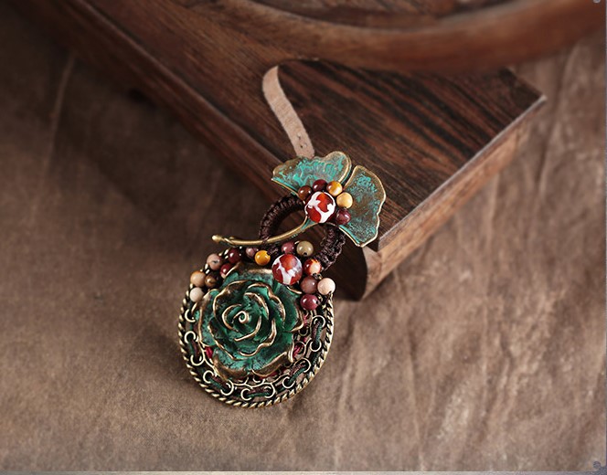 葉痕復(fù)古文藝胸針，民族風(fēng)風(fēng)胸花飾品