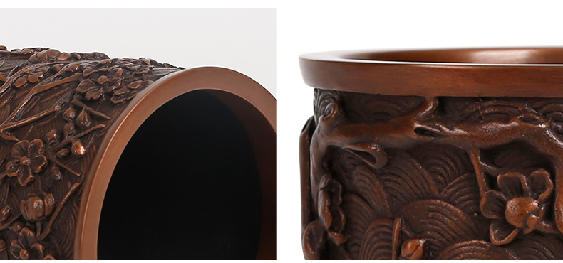 仿古梅花紋筆筒，文房四寶擺件