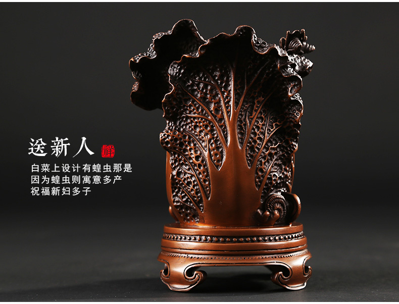 仿古百財聚來筆筒，招財文房四寶擺件