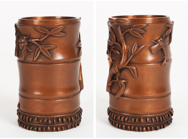 仿古知了蟬筆筒，文房四寶擺件