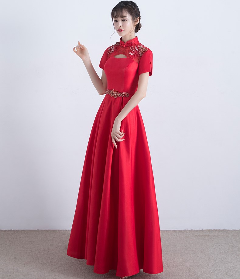復(fù)古立領(lǐng)中式禮服，家佳樂(lè)文學(xué)晚禮服