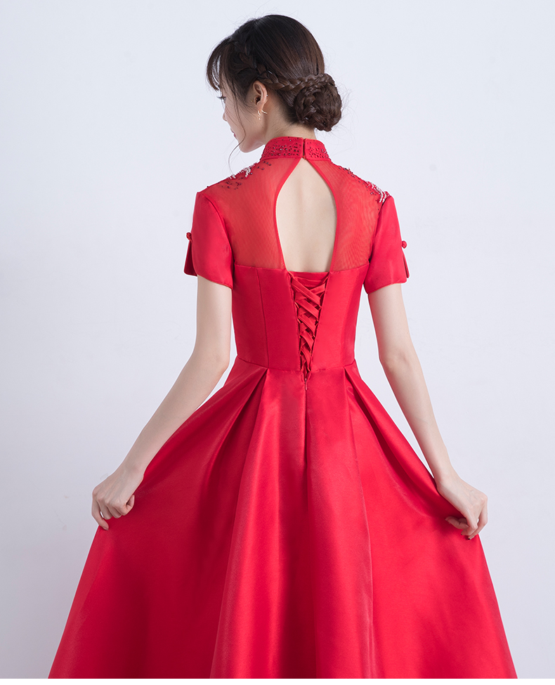 復(fù)古立領(lǐng)中式禮服，家佳樂(lè)文學(xué)晚禮服