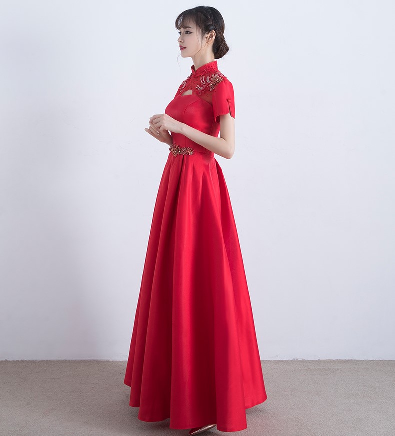 復(fù)古立領(lǐng)中式禮服，家佳樂(lè)文學(xué)晚禮服