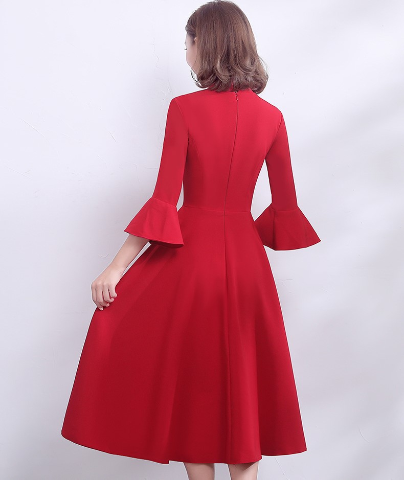 復古荷葉袖口中式禮服，簡約時尚晚禮服