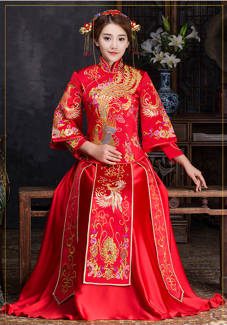 優(yōu)雅時尚中式禮服，復(fù)古家佳樂文學(xué)新娘禮服