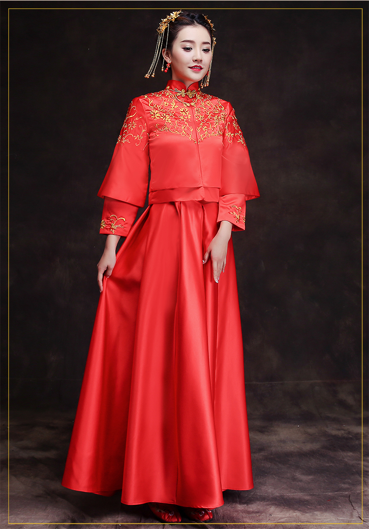 時(shí)尚簡(jiǎn)約中式禮服，復(fù)古家佳樂文學(xué)新娘禮服