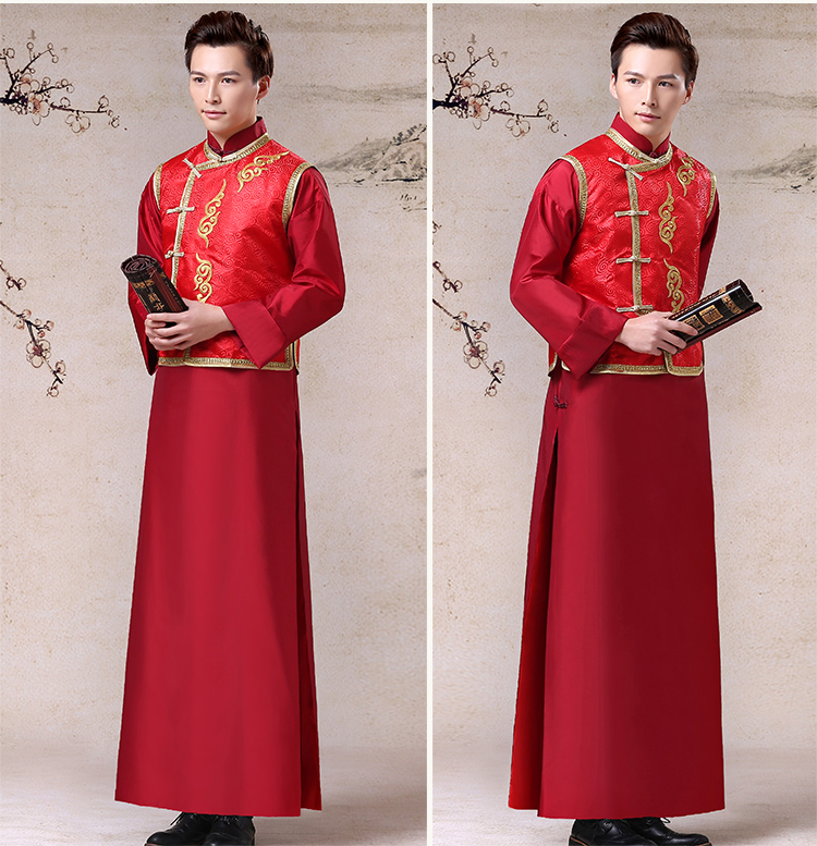 家佳樂文學祥云圖案新郎禮服，長袍褂衣中式禮服