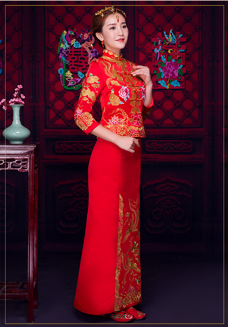 儒雅裙擺新娘禮服，魅力時尚中式禮服