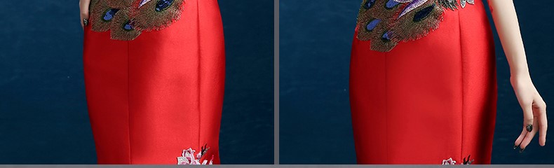 時尚復(fù)古禮服裙，迷人長款中式禮服