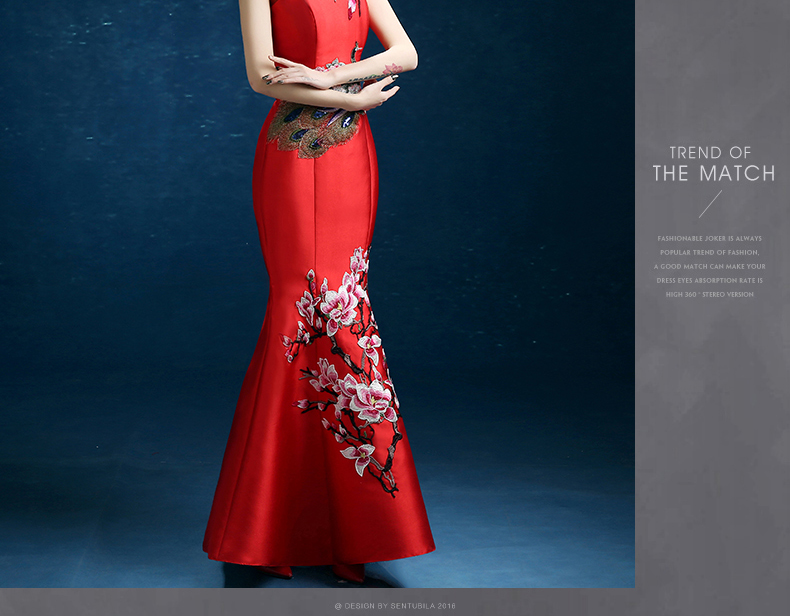 時尚復(fù)古禮服裙，迷人長款中式禮服