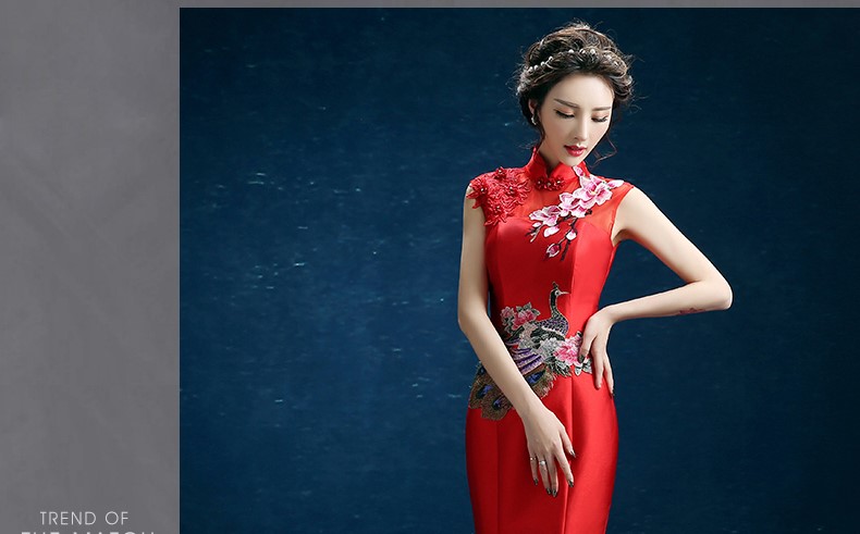 時尚復(fù)古禮服裙，迷人長款中式禮服