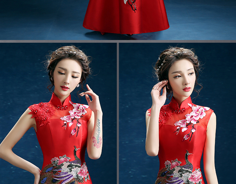 時尚復(fù)古禮服裙，迷人長款中式禮服