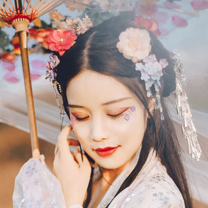 嬌艷帶傘女生頭像，唯美古風(fēng)真人頭像