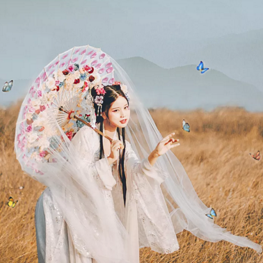 嬌艷帶傘女生頭像，唯美古風(fēng)真人頭像