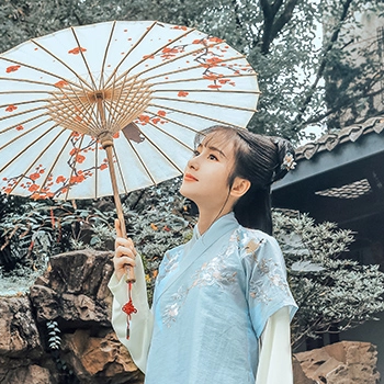 漢服帶傘女生頭像，唯美古風(fēng)真人頭像