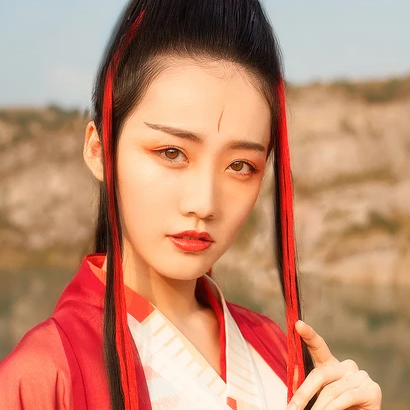 紅衣女子霸氣喝酒頭像，唯美古風(fēng)真人頭像